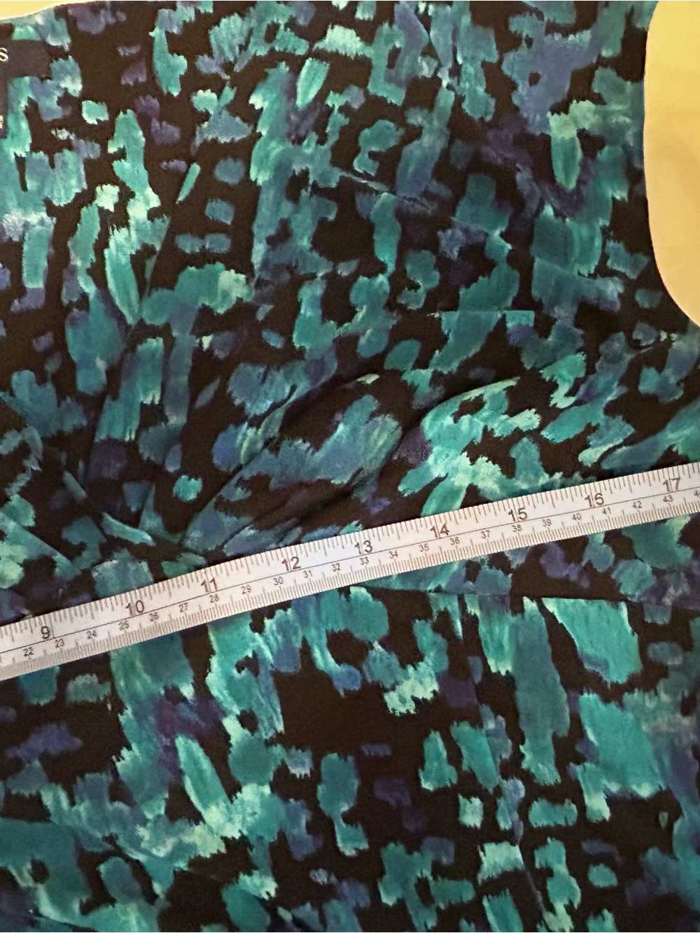 Chaps Black, Blue & Teal Abstract V-Neck Dress Size L - Picture 7 of 8